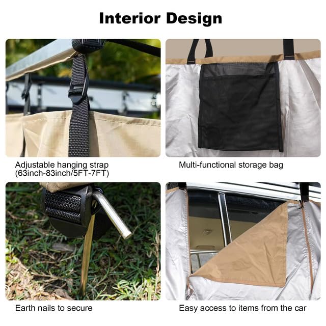 Portable Outdoor Shower Tent for Camping, RV, Van & Truck - Waterproof Privacy Shelter with Awning, Light Brown - Perfect for Road Trips, Beach & Off-Grid Adventures
