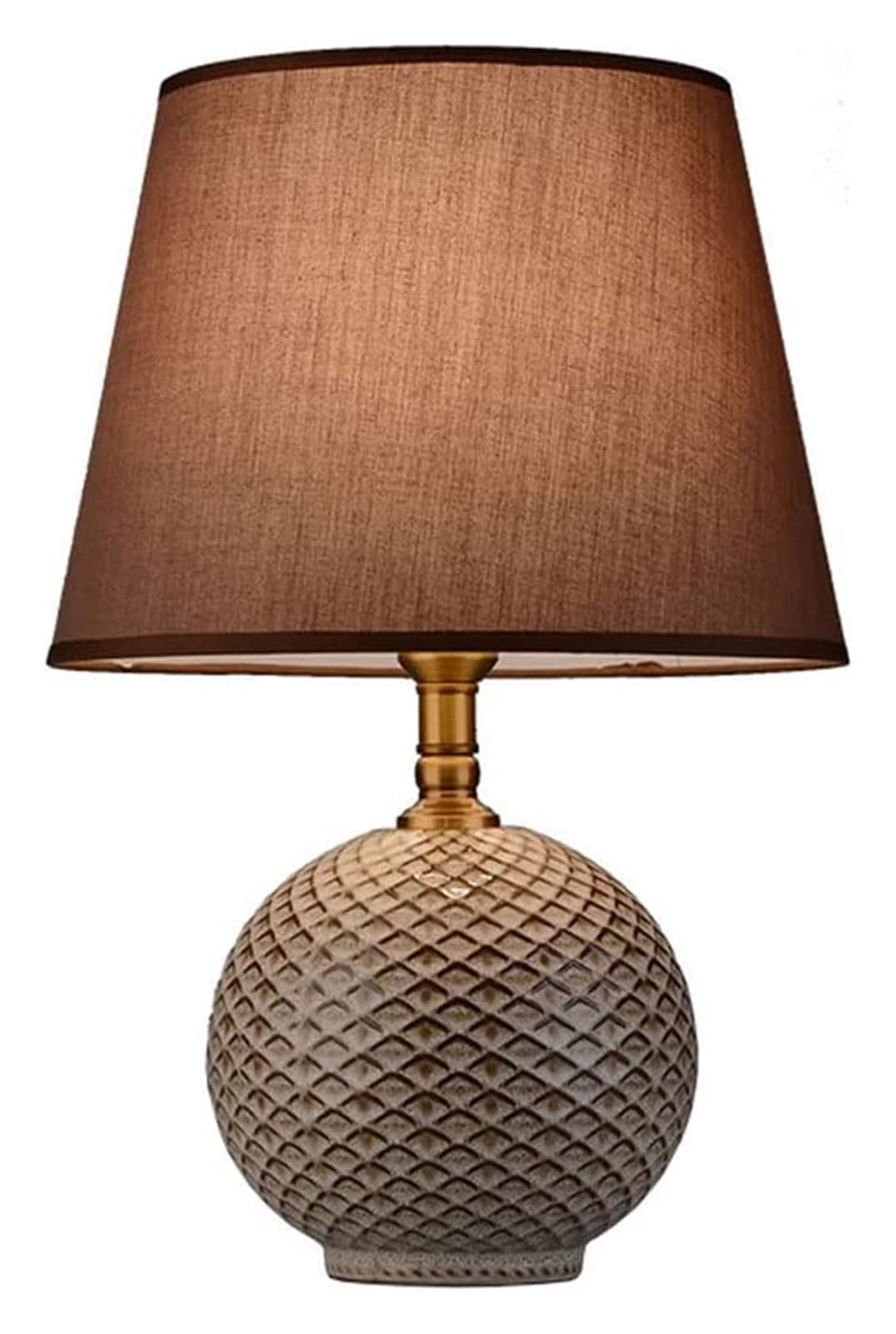 Classic European Ceramic Table Lamp with Metal Base - 30x46cm Brown Traditional Desk Lamp for Living Room, Bedroom, Office & Nightstand - Perfect for Reading, Decor & Ambient Lighting