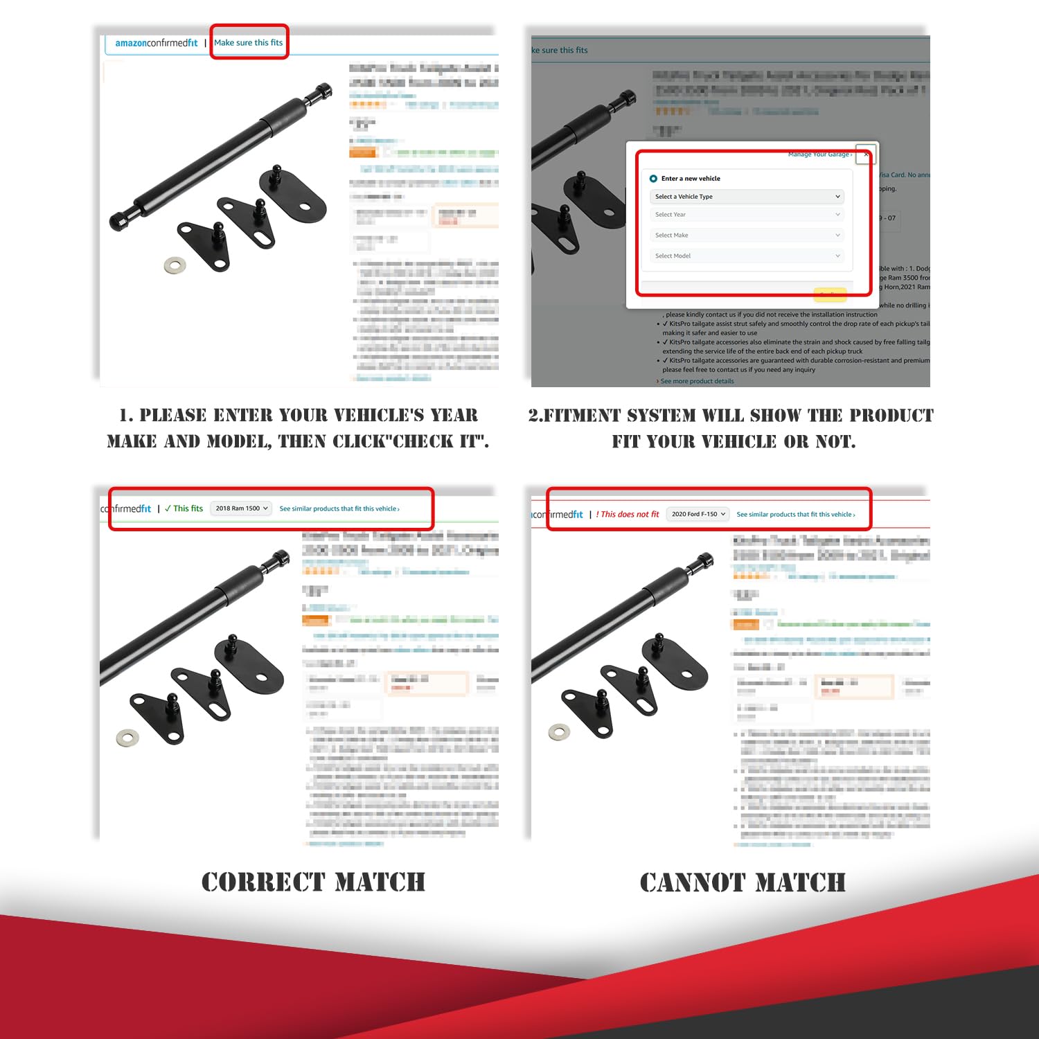 KitsPro Truck Tailgate Assist Damping Strut - Compatible with 1999-2016 Ford F-250 & F-350 Super Duty - Heavy Duty Tailgate Lift Support - Perfect for Loading/Unloading Cargo & Securing Tailgate
