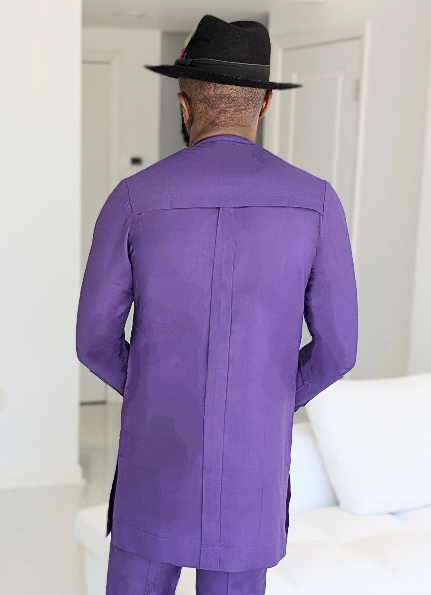 Elegant Purple and Black African Senator Suit Set by Dupsie | Traditional Nigerian Attire for Weddings, Parties & Special Occasions | Premium Quality DPASPBTP4