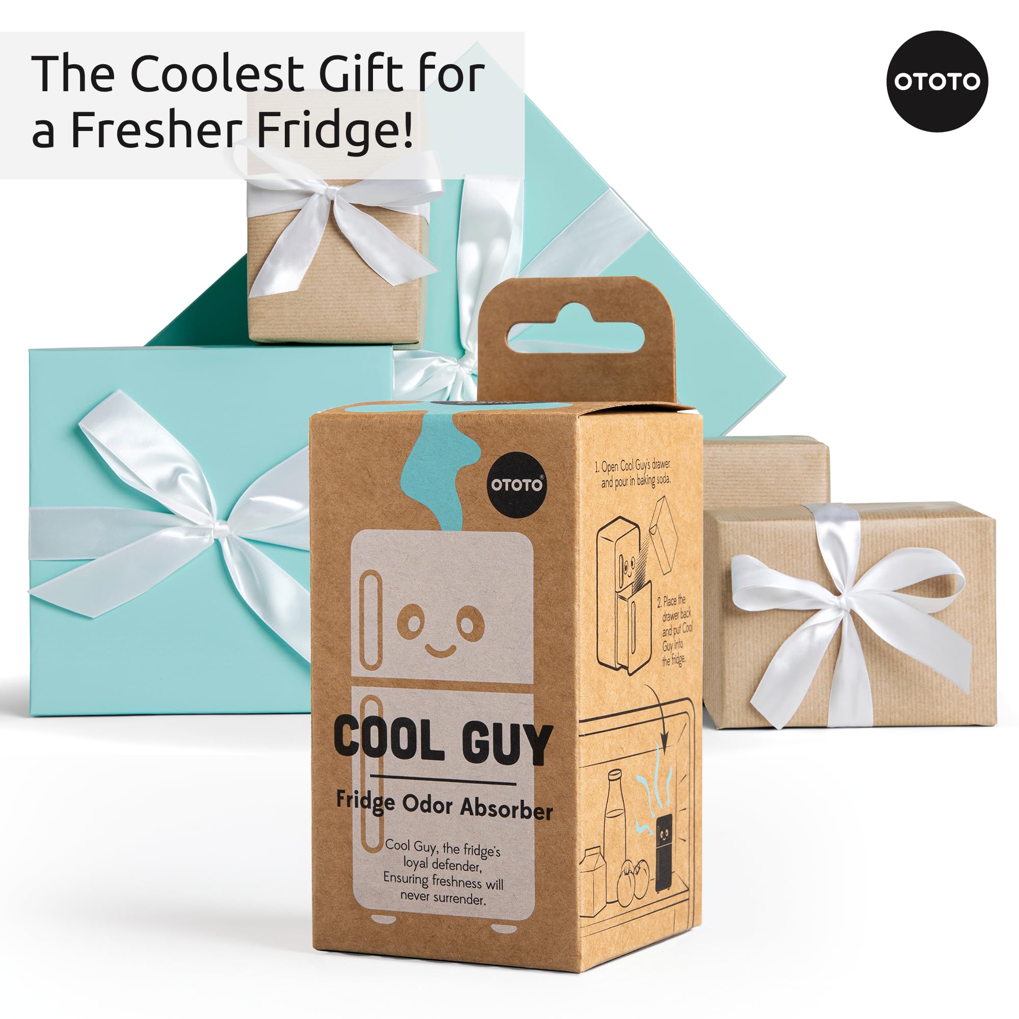 OTOTO Fridge Deodorizer - Natural Baking Soda Odor Absorber for Refrigerator, Cute Kitchen Accessories & Gadgets - Keep Your Fridge Fresh for Food Storage & Meal Prep