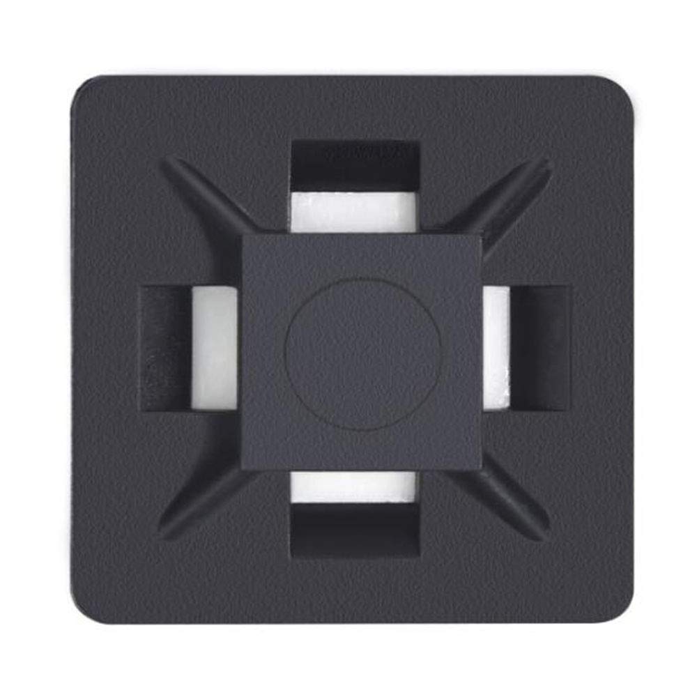 100 Pack Black Nylon Cable Ties with Mounting Base Holders - Heavy Duty Wire Organizer for Home, Office & DIY Projects (Cable Management Solution)