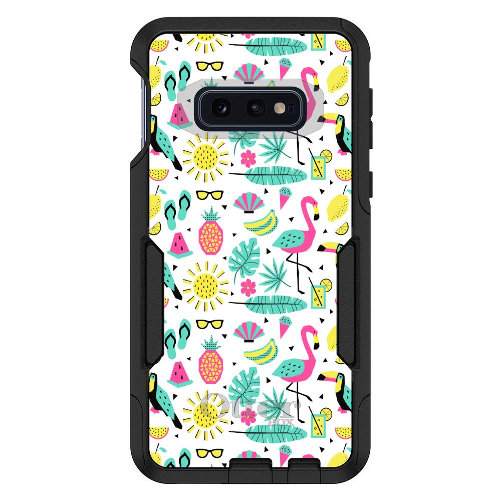**DistinctInk Protective Case for Samsung Galaxy S10e (5.8 Inch) – Durable Black Flamingo Pineapple Design – Shockproof & Slim Fit – Perfect Replacement for OtterBox Commuter – Ideal for Travel, Work & Outdoor Activities**