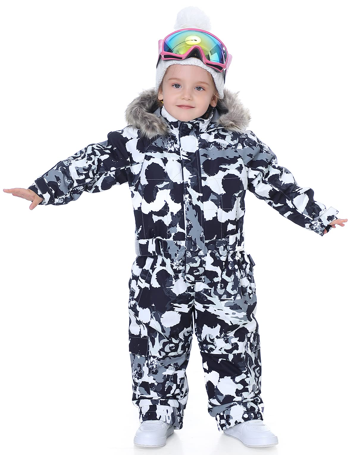SNBOCON Kids Waterproof Winter Snowsuit - Boys & Girls One-Piece Ski Suit with Colorful Design, Warm Snow Coveralls for Outdoor Activities, Skiing, Snowboarding & Winter Play