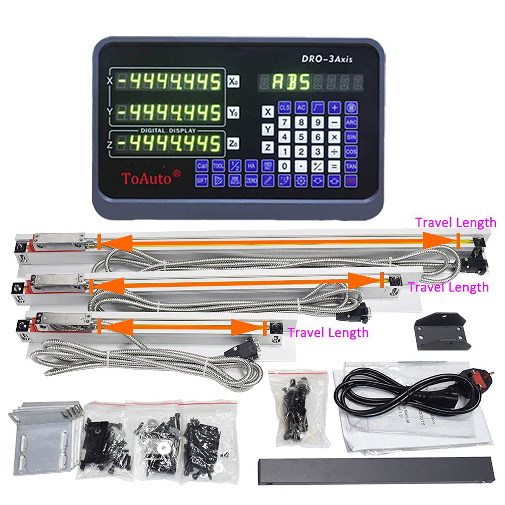 3-Axis Digital Readout Display with Glass Linear Scales for CNC Mill & Lathe Machines | Precise Measurement System | Workshop & Industrial Use
