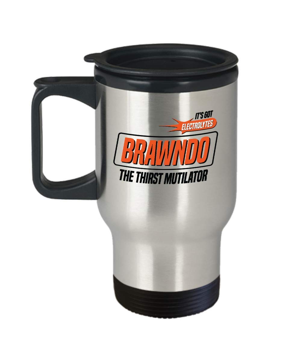 Brawndo The Thirst Mutilator Travel Mug - Idiocracy Inspired Insulated Coffee Cup for Work, Gym & Outdoor Adventures