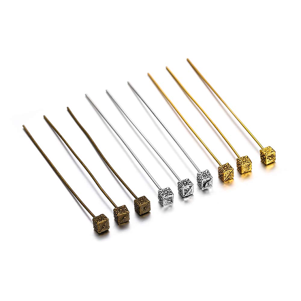 20pcs 50mm Gold Flower Head Pins for Jewelry Making - DIY Beading Supplies, Ball Head Pins, Jewelry Findings, Women's Craft Accessories (6 Ancient Bronze) - Perfect for Necklaces, Earrings & Bracelets