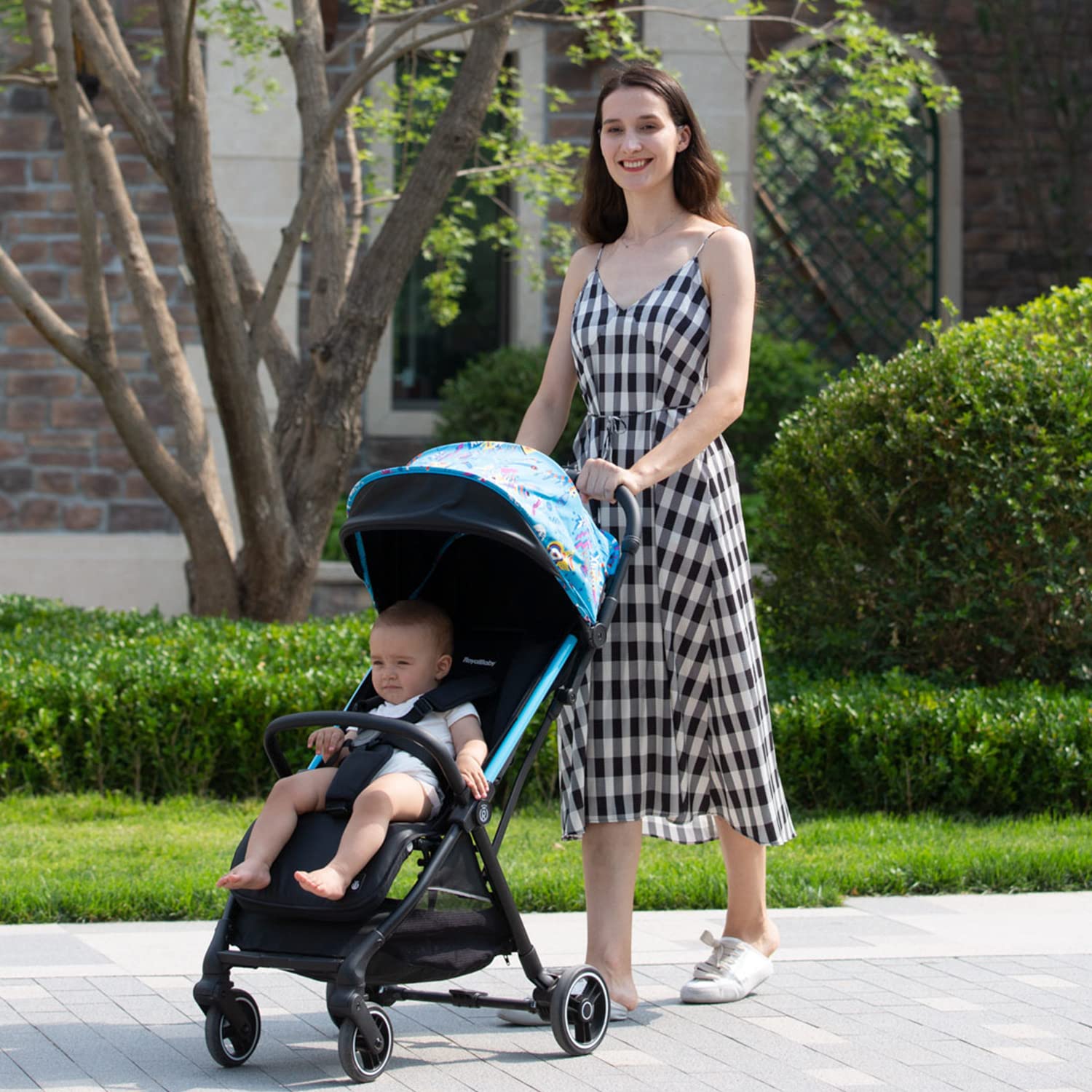 RoyalBaby Lightweight Compact Fold Baby Stroller - Airplane Friendly Travel Stroller for Toddlers & Infants with Oversized Canopy & Sun Visor - Perfect for Travel, Shopping, and Daily Walks