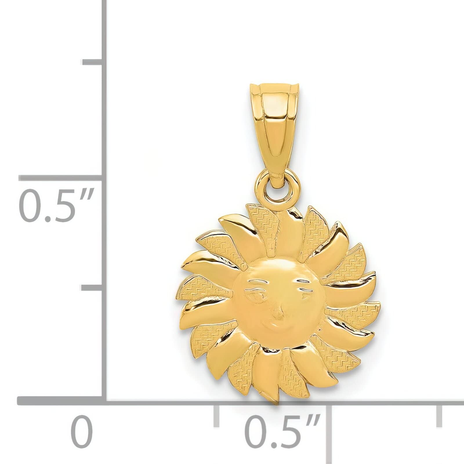 14K Gold Polished Sun with Face Pendant Necklace - Elegant Solar Charm Jewelry for Women - Perfect for Everyday Wear, Gifts & Spiritual Occasions