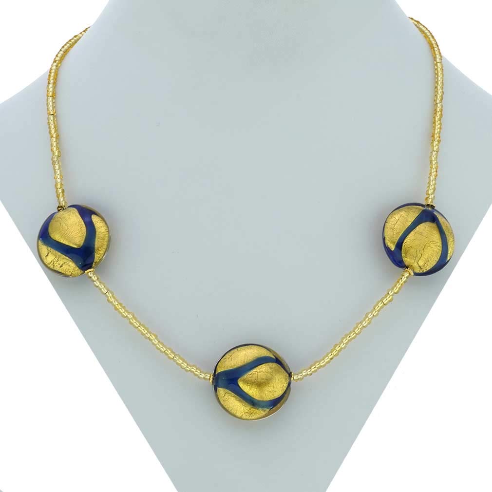 Venetian Murano Glass Royal Blue Circles Necklace - Handmade Italian Jewelry for Women, Elegant Gift for Special Occasions & Evening Events
