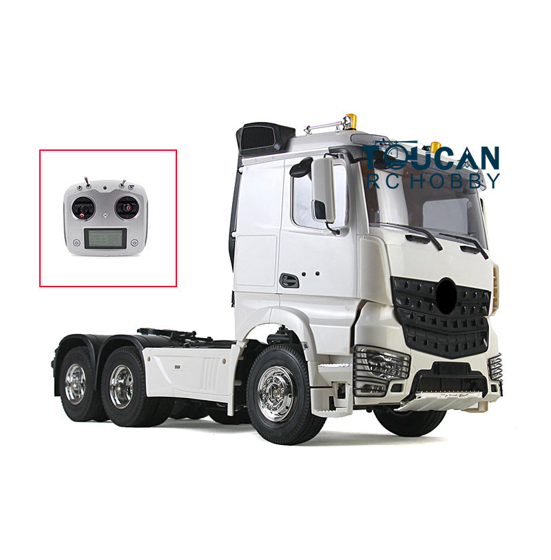 1/14 Scale 3 Axle Low Profile RC Tractor Truck with Trailer Kit - DIY Radio Controlled Construction Vehicle Model with 35T Electric Motor - Perfect for Hobbyists, Collectors & Off-Road RC Enthusiasts