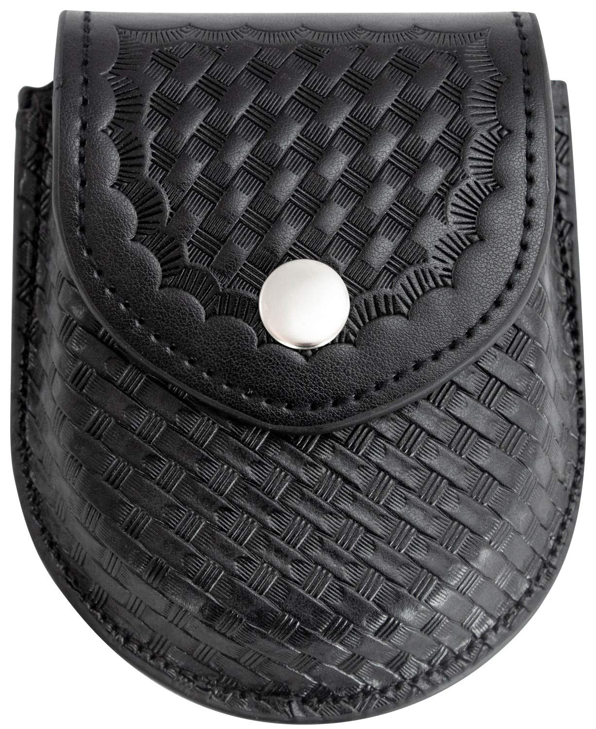 RYNO GEAR Basketweave Synthetic Leather Handcuff Holder - Tactical Duty Belt Accessory for Police, Security & Law Enforcement Professionals