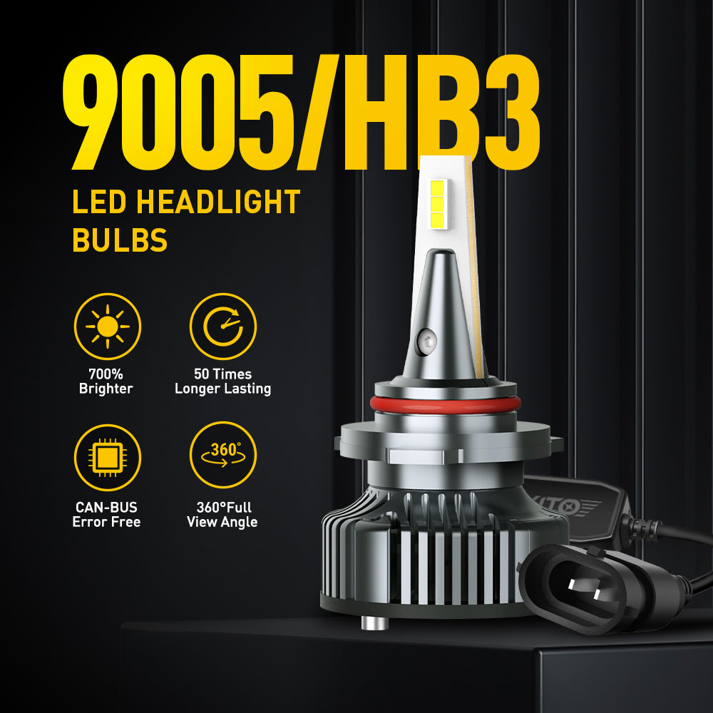 9005/HB3 LED Headlight Bulbs - 80W 16000LM Super Bright Cool White 6000K - High Power LED Conversion Kit for Cars, Trucks, SUVs - Perfect for Night Driving, Foggy Conditions & Off-Road Use