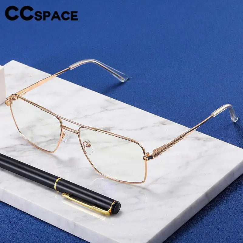 CCspace Unisex Full Rim Square Double Bridge Alloy Eyeglasses Frame 57288 - Stylish & Durable for Work, Reading & Fashion Accessories