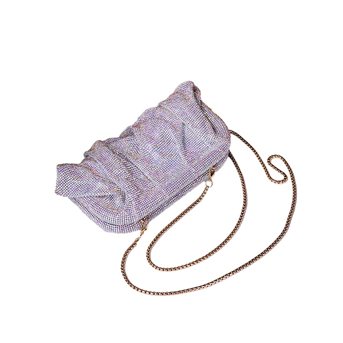 Sparkling Rhinestone Clutch Purse for Women - Elegant Diamond Evening Bag with Chain, Ladies Dumpling Bag for Wedding, Party, Prom & Special Occasions - Perfect as Bridal Accessory or Formal Event Handbag