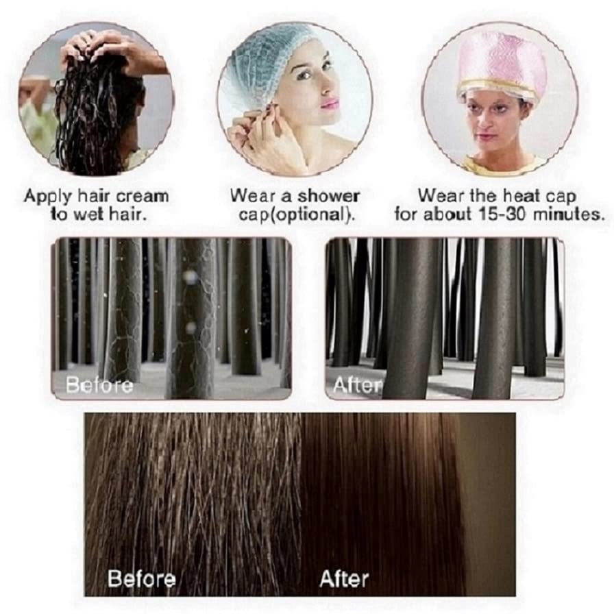 ZUNBELLA Thermal Hair Spa Cap with Beauty Steamer - Nourishing Heating Cap for Deep Conditioning Treatment | Hot Hair Steamer Cap for Women | Perfect for Salon & Home Hair Care (Pink, Model D-1509) | Use for Deep Conditioning, Hot Oil Treatments & Relaxing Hair Spa Days