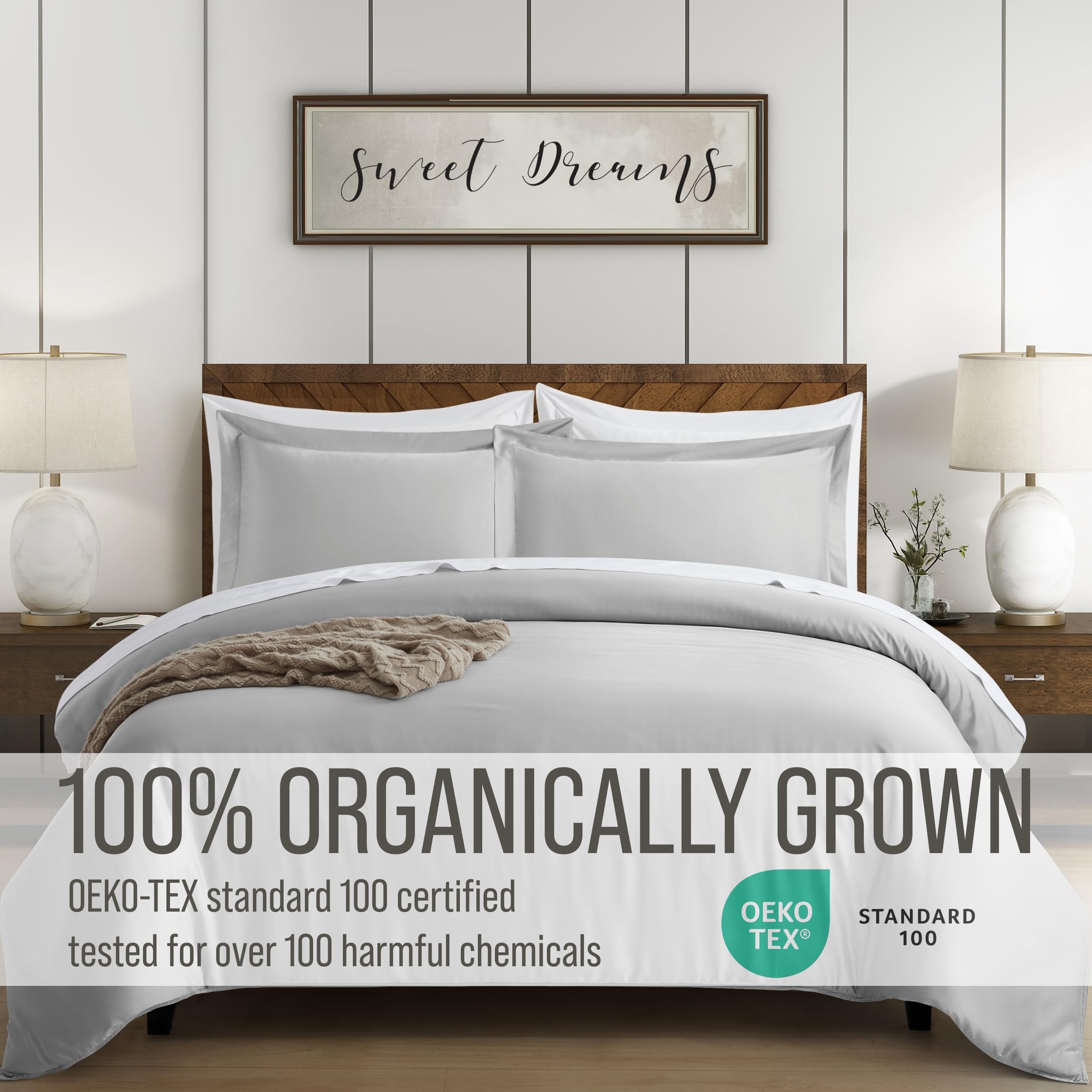 Luxury Bamboo Viscose King Size Duvet Cover Set - 100% Organic & Hypoallergenic - Ultra Soft Cooling Bedding with Corner Ties & 2 Pillow Shams (106