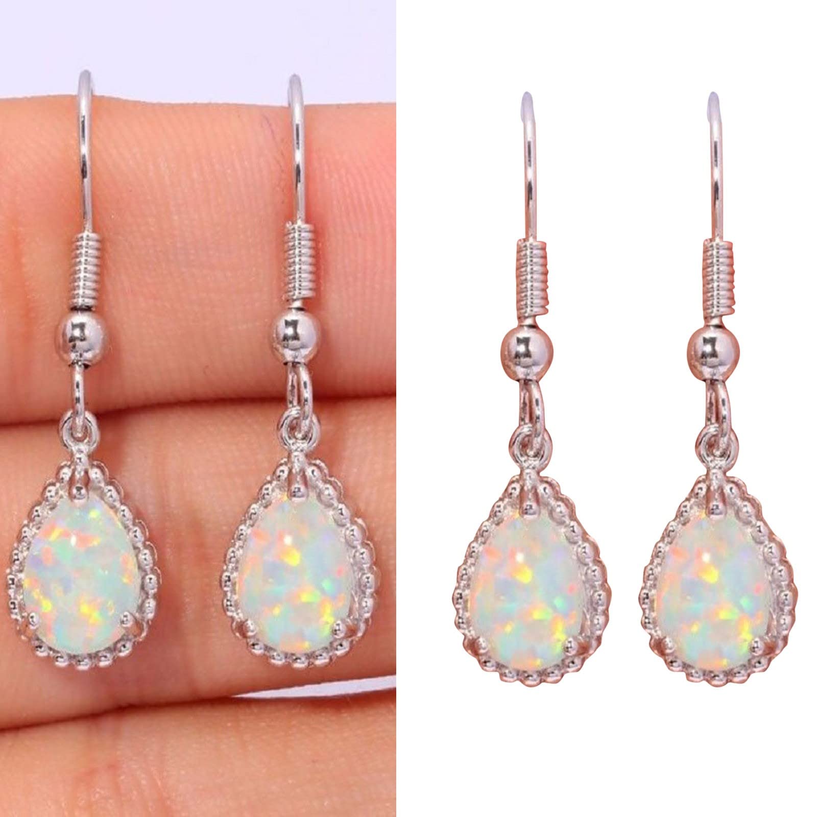 Statement Hoop Earrings for Women - Fashionable Faux Opal Gemstone Earring Set (One Size, Metal) - Perfect for Parties, Weddings & Everyday Wear