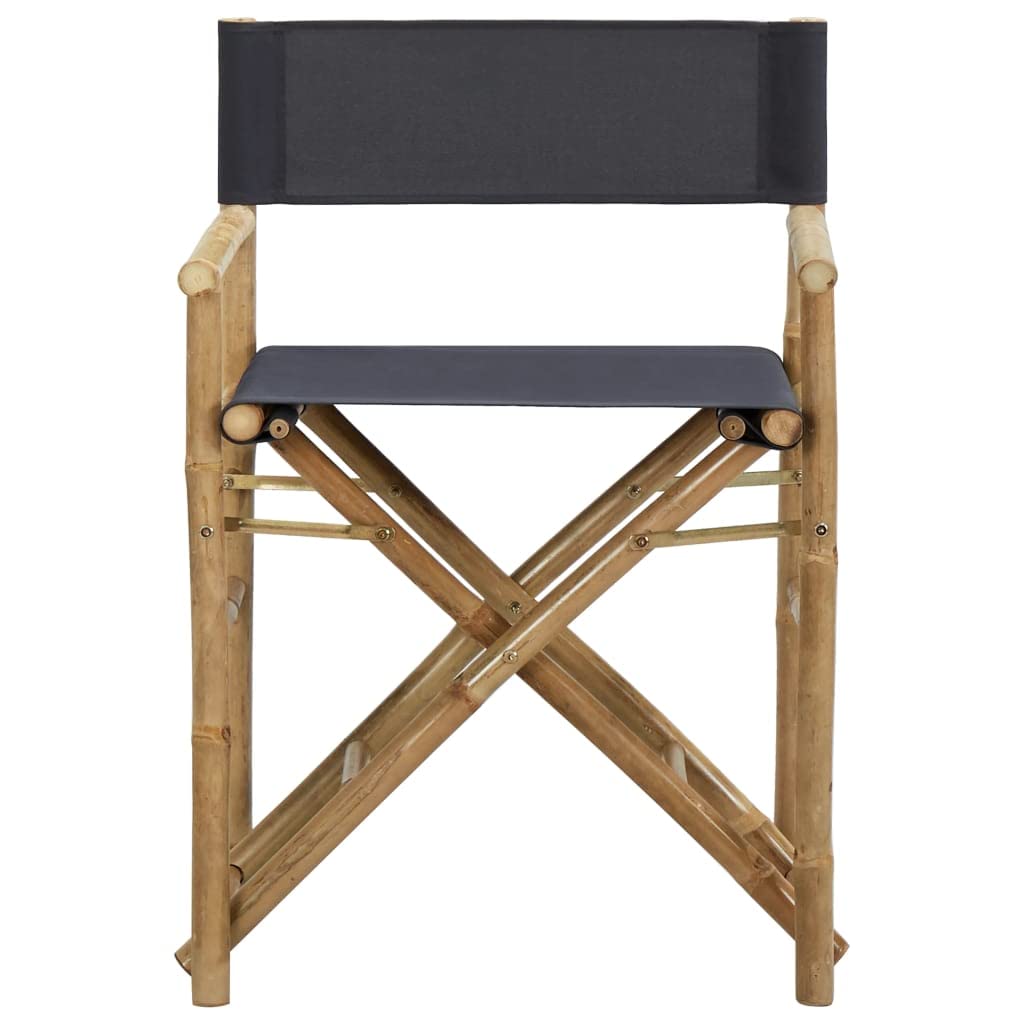 2-Pack Dark Gray Folding Director's Chairs - Bamboo & Fabric for Dining Room, Kitchen, Living Room, Garden - Indoor & Outdoor Use - Perfect for Patio, Picnics, Camping and Events