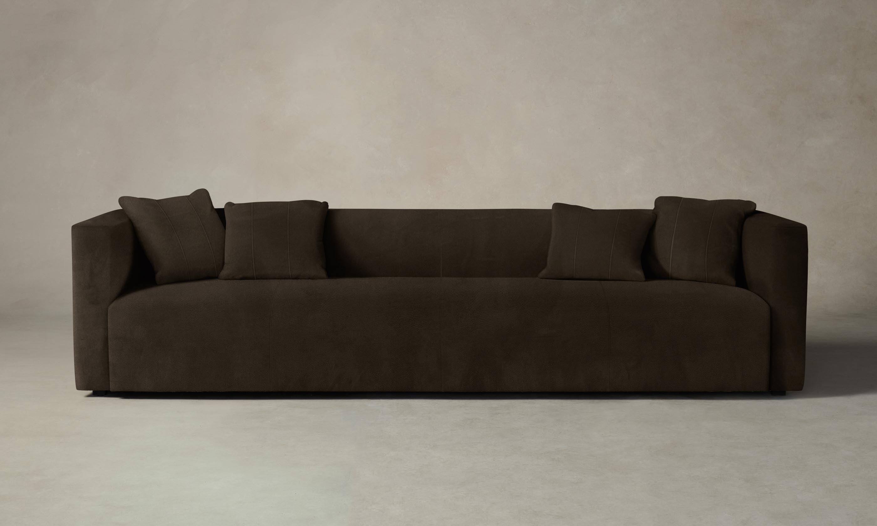 Premium Nubuck Leather Breuer Sofa in Rich Espresso Brown - Perfect for Modern Living Rooms & Luxury Home Decor