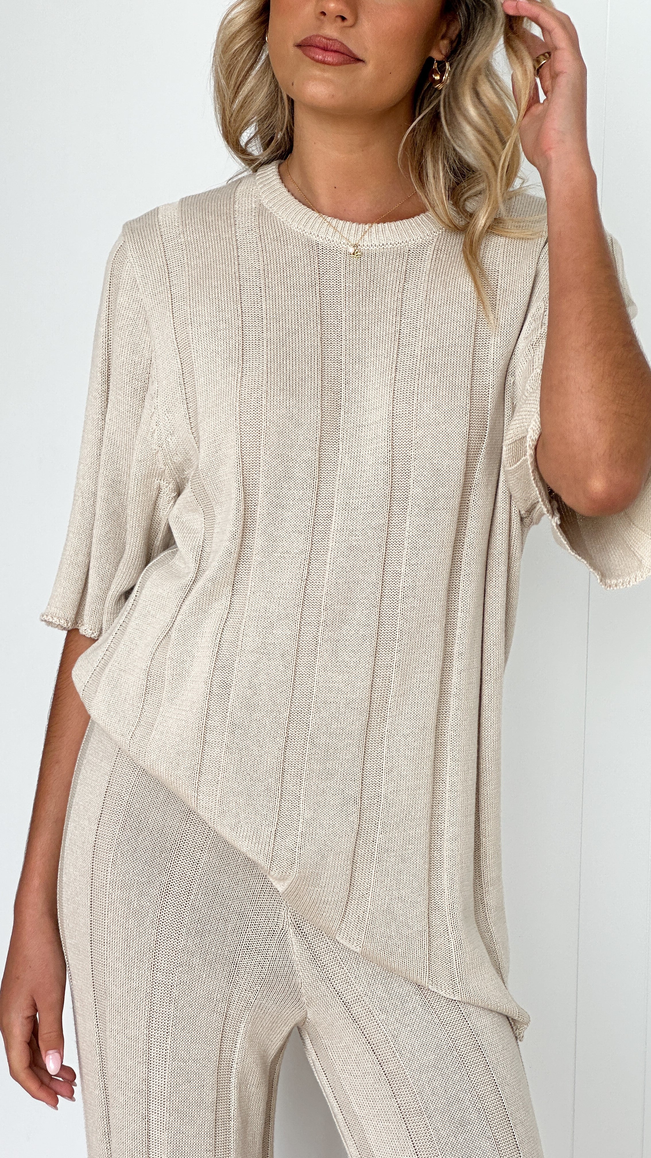 Bayu Knit Top Women's Casual Long Sleeve Crewneck Sweater - Cream | Soft Comfortable Pullover for Fall Winter | Perfect for Office, Date Night & Cozy Home Wear