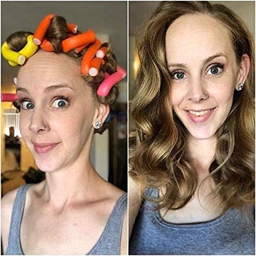 SUPER Hair Curling Flexi Rods Set of 10 - Soft Spiral Foam Rollers for Heatless Curls & Waves - No Heat Hair Curlers for Natural Curly Hairstyles - Perfect for Overnight Styling, Salon Results at Home, and Damage-Free Hair Care