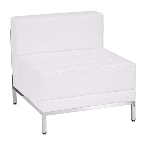 Flash Furniture HERCULES Imagination Series 12-Piece White LeatherSoft Sectional Sofa with Ottoman - Modern Living Room Set for Home Theater, Lounge & Family Gatherings