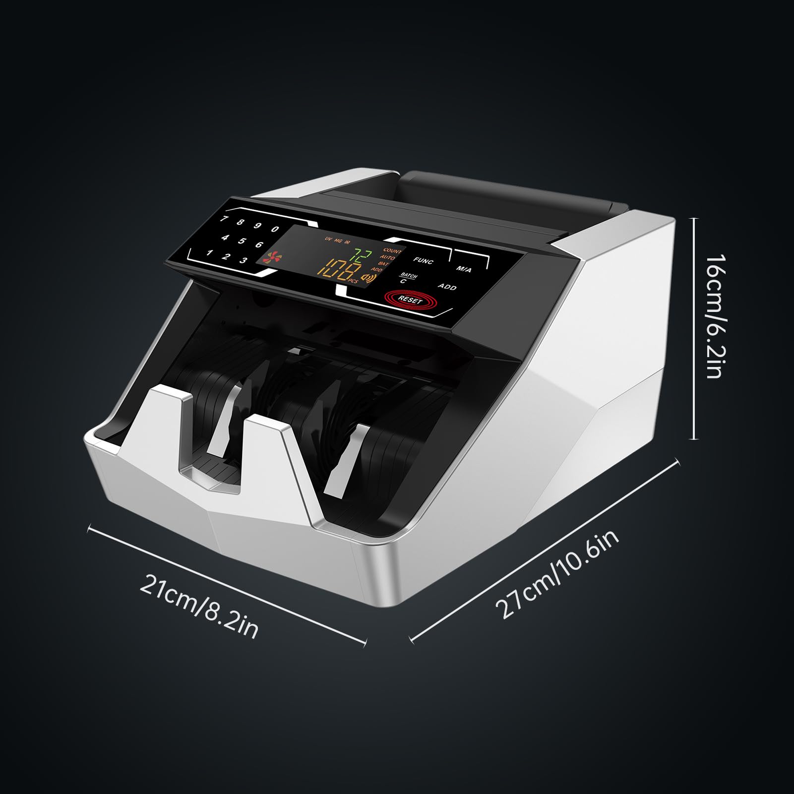 BISOFICE Automatic Money Counter Machine with UV/MG/IR Detection - High-Speed Cash Counter for US Dollars, Add & Batch Modes | Perfect for Banks, Retail Stores & Small Businesses