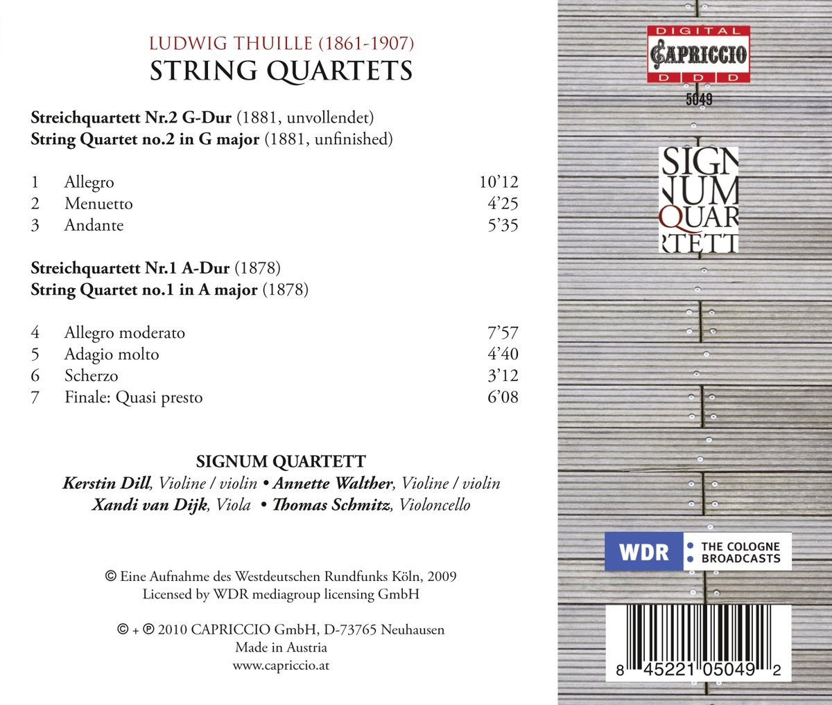 Thuille String Quartets - Classical Music for String Quartet | Perfect for Concerts, Weddings & Chamber Music Performances