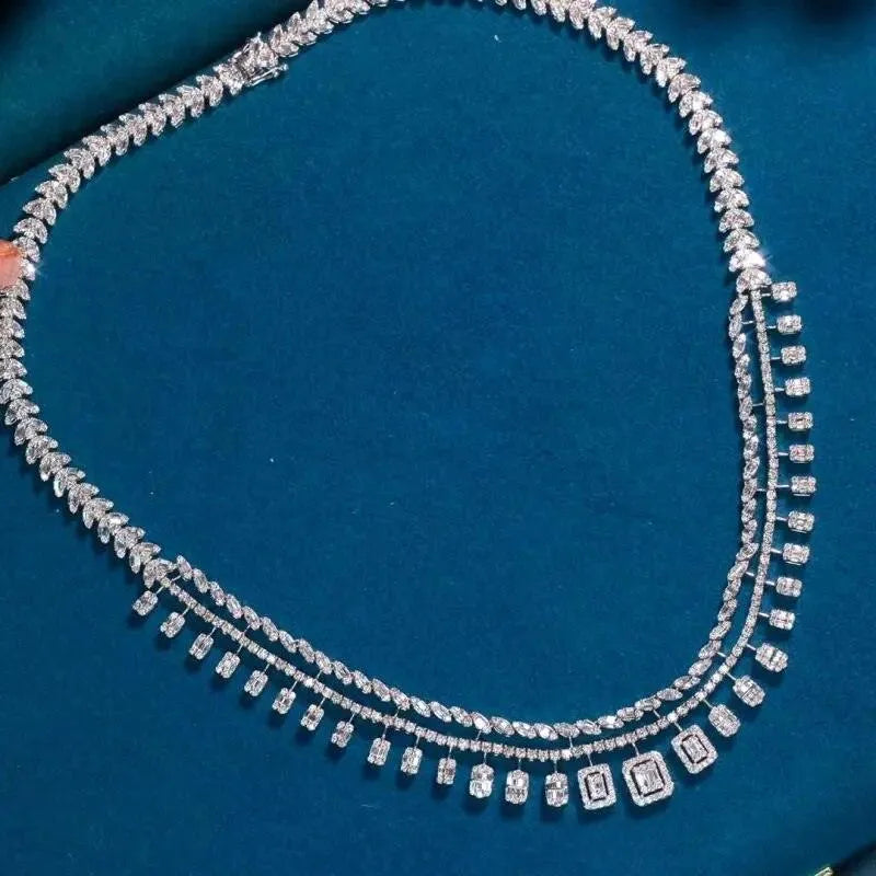 18K White Gold Diamond Necklace for Women - 10ct Natural Sparkling Diamonds, Elegant Luxury Wedding & Engagement Jewelry - Perfect for Anniversary Gifts, Bridal Party & Special Occasions