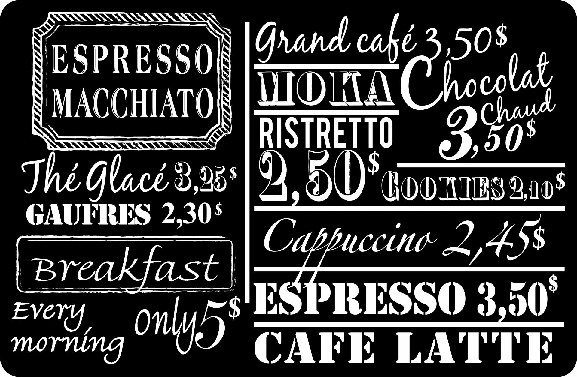 Stylish Black Printed Café Placemat - Non-Slip & Heat Resistant - Perfect for Dining Tables, Coffee Shops, and Home Decor