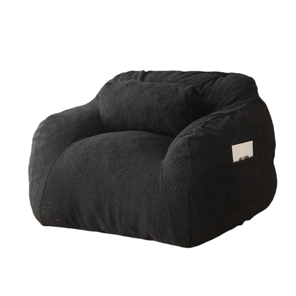 MAXYOYO Giant Bean Bag Chair with Pillow - Extra Large Fuzzy Comfy Bean Bag Sofa for Adults & Teens - Perfect for Reading, Gaming, Lounging & Movie Nights - Black