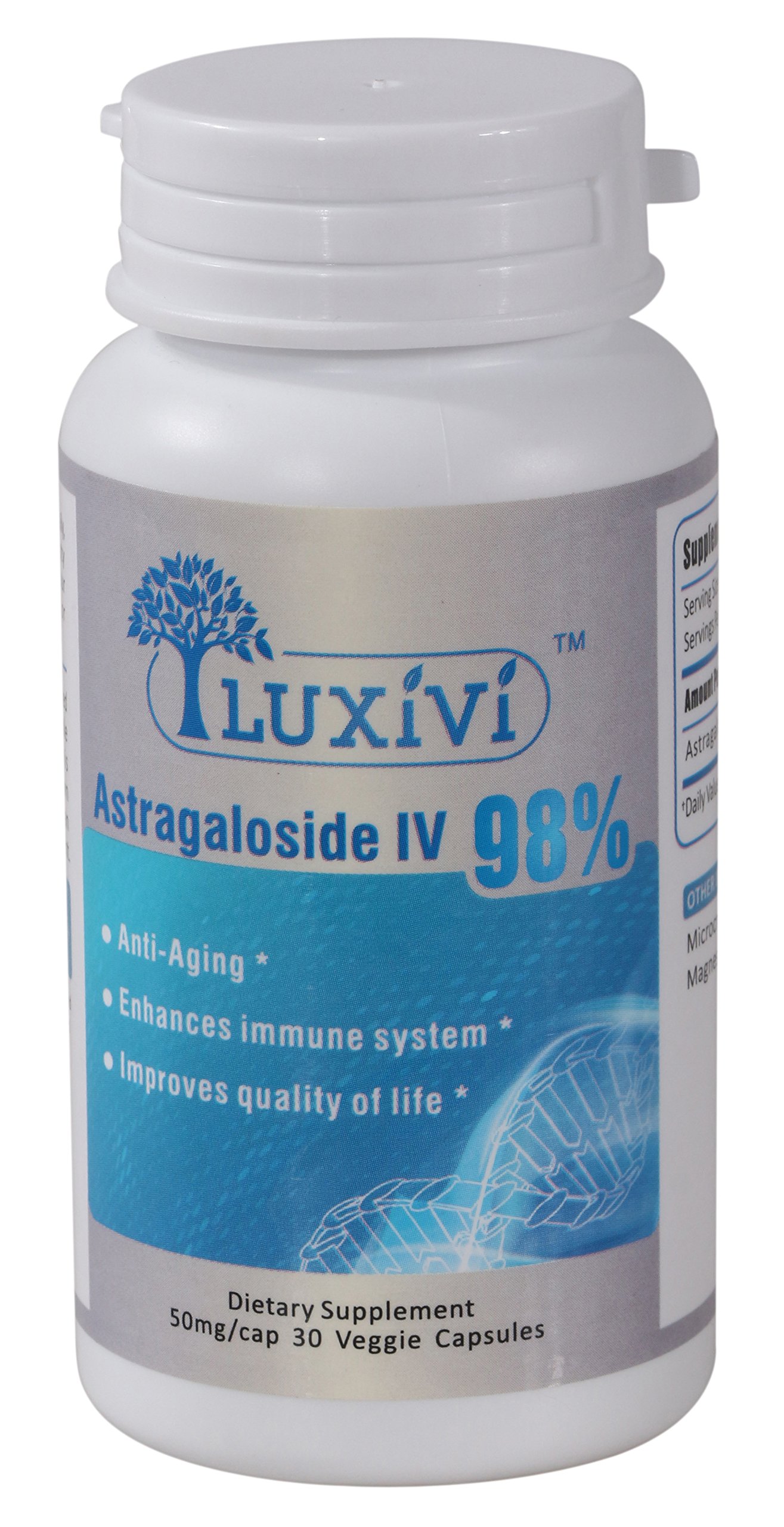 LUXIVI Astragaloside IV 98% Pure Astragalus Root Extract Supplement - 50mg per Capsule, 30 Capsules - Immune Support & Anti-Aging Benefits for Daily Wellness