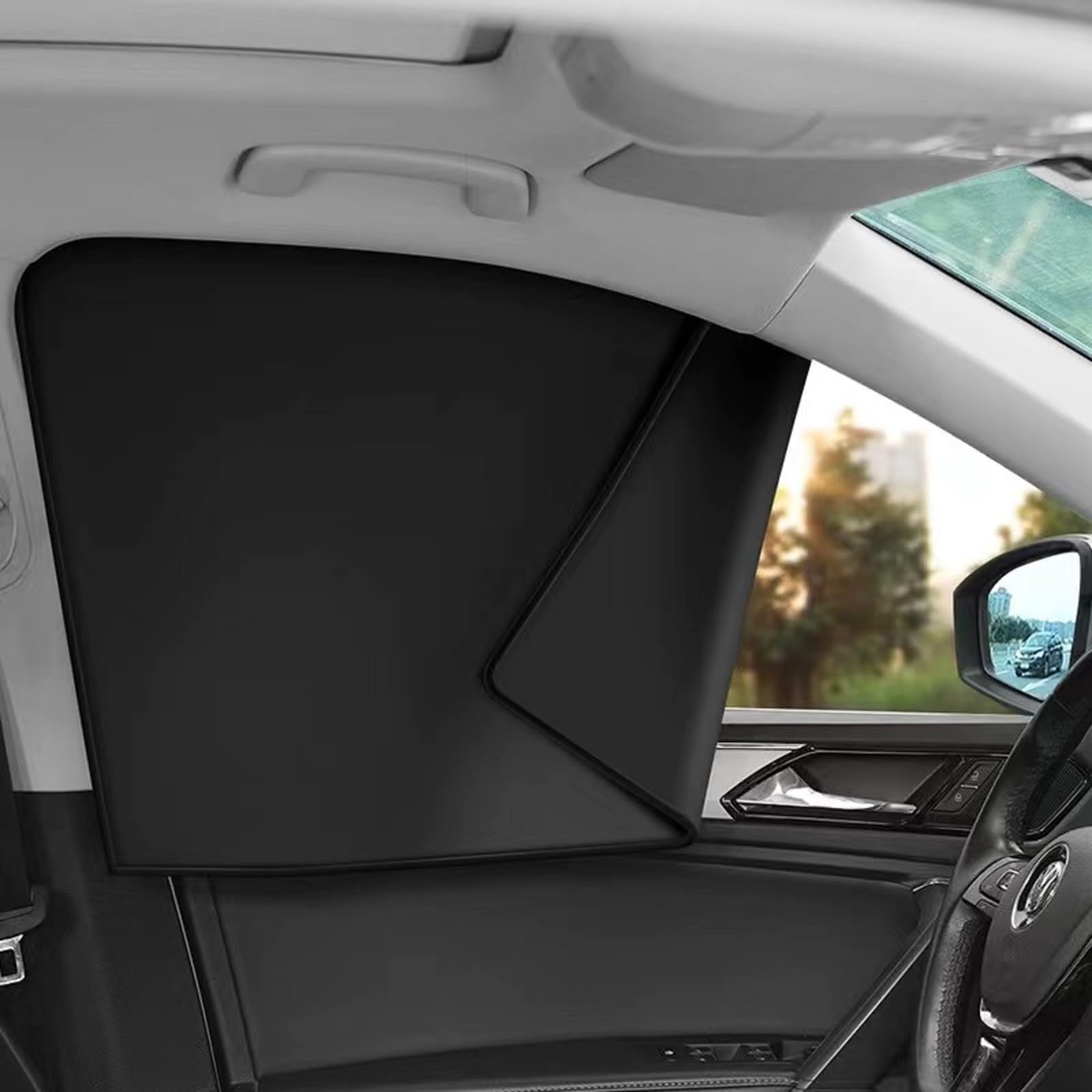 Ovege Magnetic Car Side Window Sun Shade - 2pcs Front Seat Suction Curtains for UV Protection & Privacy | Perfect for Summer Driving, Road Trips, and Baby Safety