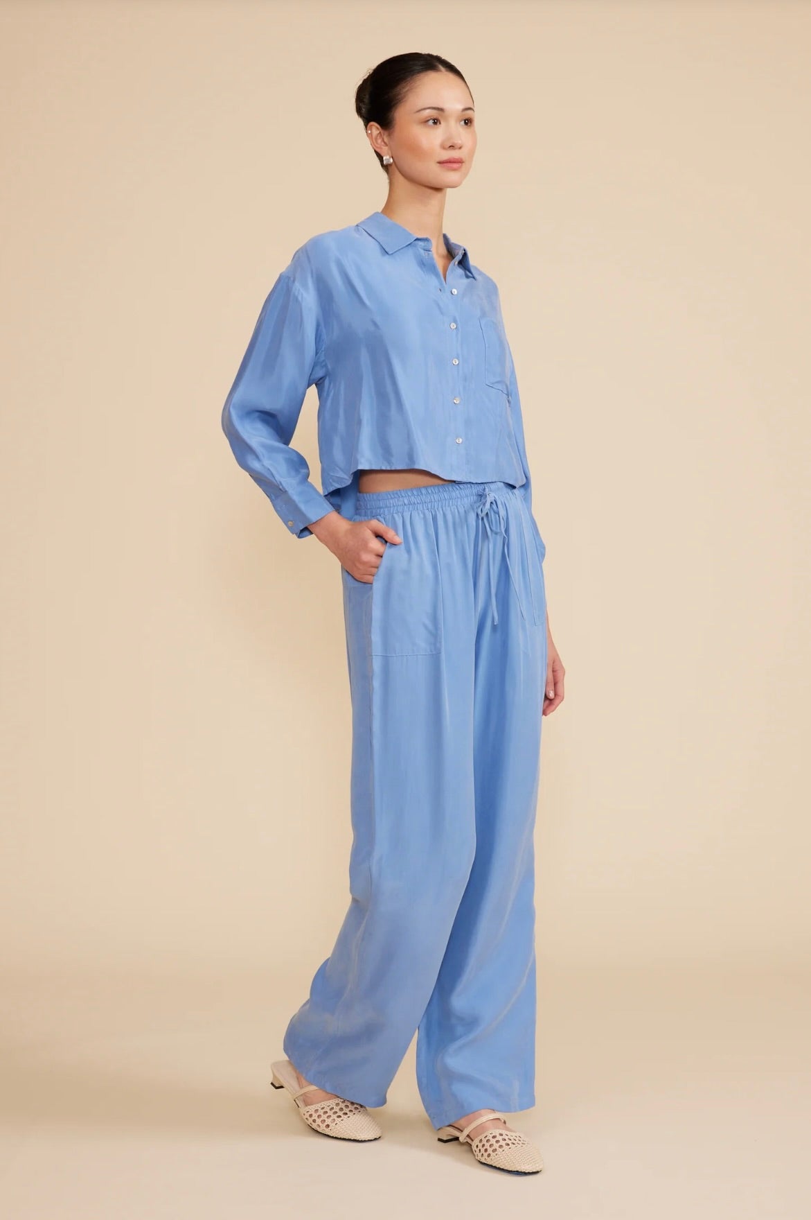 Stylish Baker Cargo Crop Top in Periwinkle Blue | Trendy Women's Fashion Top for Casual Wear, Street Style & Summer Outfits