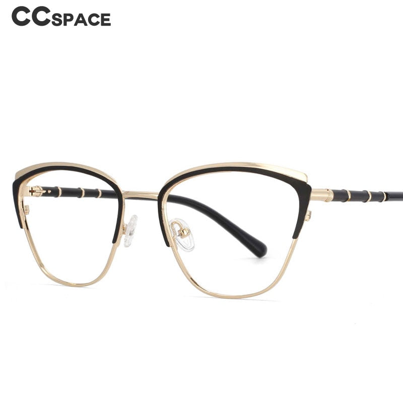 CCspace Women's Full Rim Square Cat Eye Eyeglasses 53867 - Stylish Alloy Frame for Fashion & Everyday Wear - Perfect for Work, Reading, and Social Events