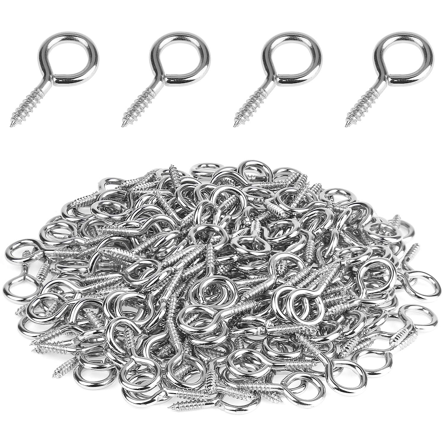 160 Pieces 1 Inch Nickel Plated Steel Screw Eyes - Self Tapping Screw Hooks with Metal Eyelets for Hanging Decor, Plants & Crafts (Durable Eyelet Screws for Home & DIY Projects)