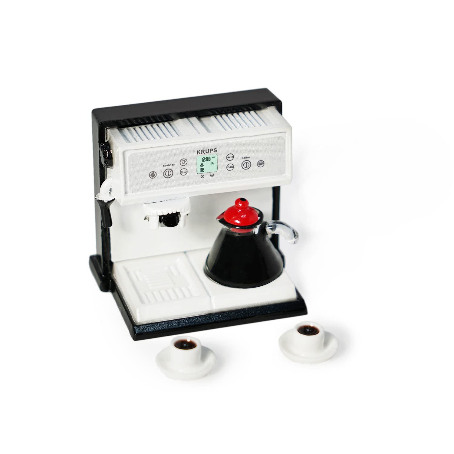 1:12 Miniature Coffee Maker with Pot & 2 Cups Set - Black Dollhouse Accessories for Miniature Room Scenes, Artificial House Decor, Perfect for DIY Crafts and Collectible Displays