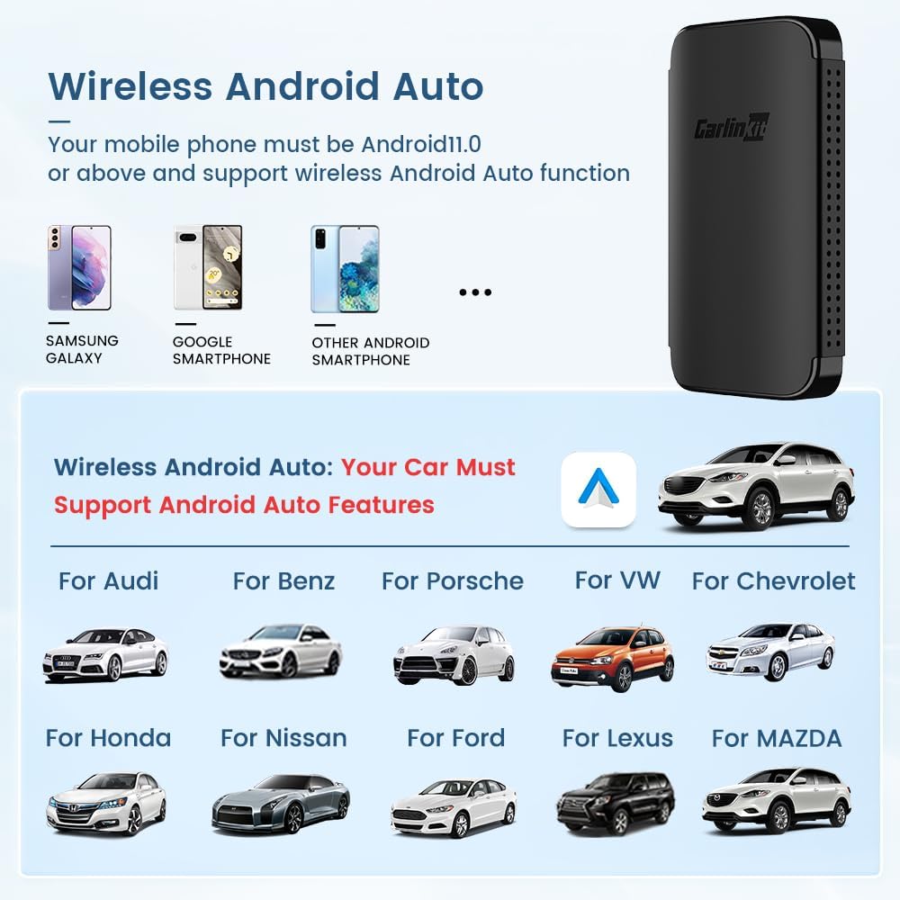 Wireless Android Auto Adapter - Easy Setup & Auto Connect for Cars