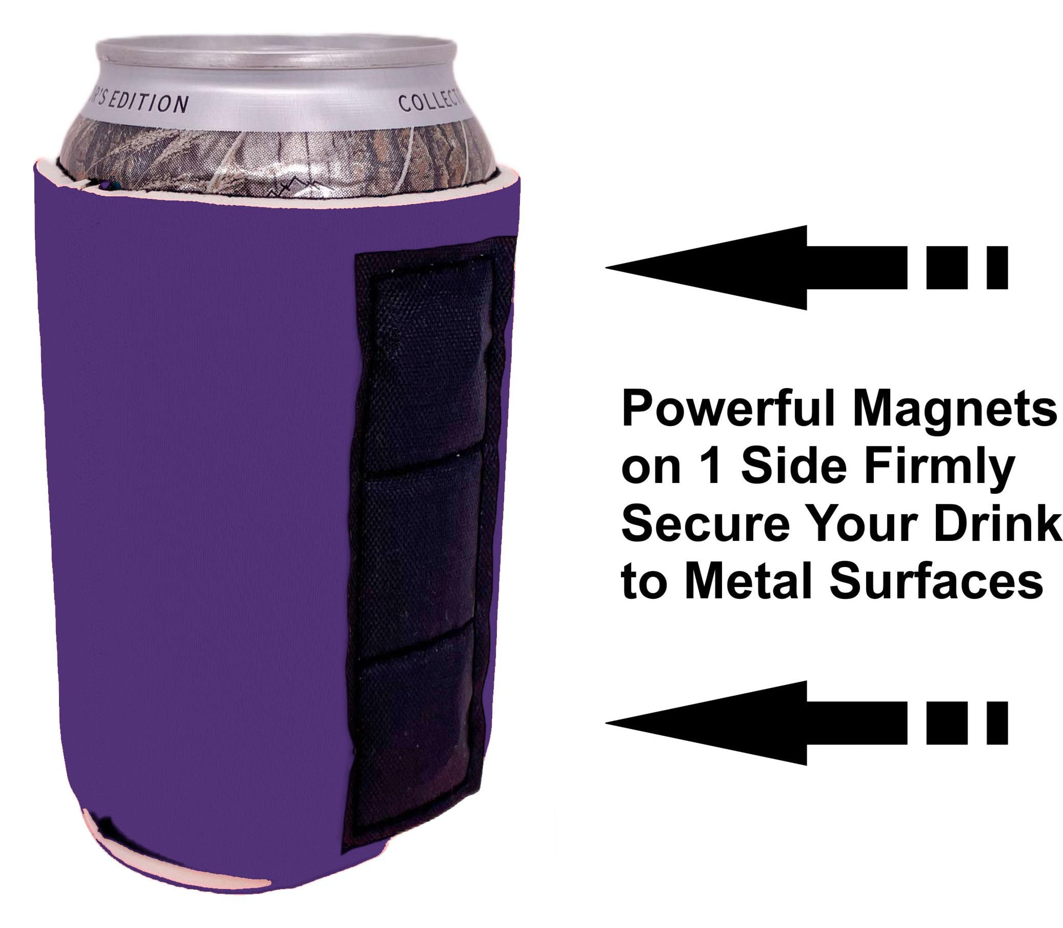 10 Pack Purple Blank Magnetic Can Coolers - Insulated Beer Soda Can Holders for Outdoor BBQ, Camping & Parties - Reusable Magnetic Koozies for Drinks