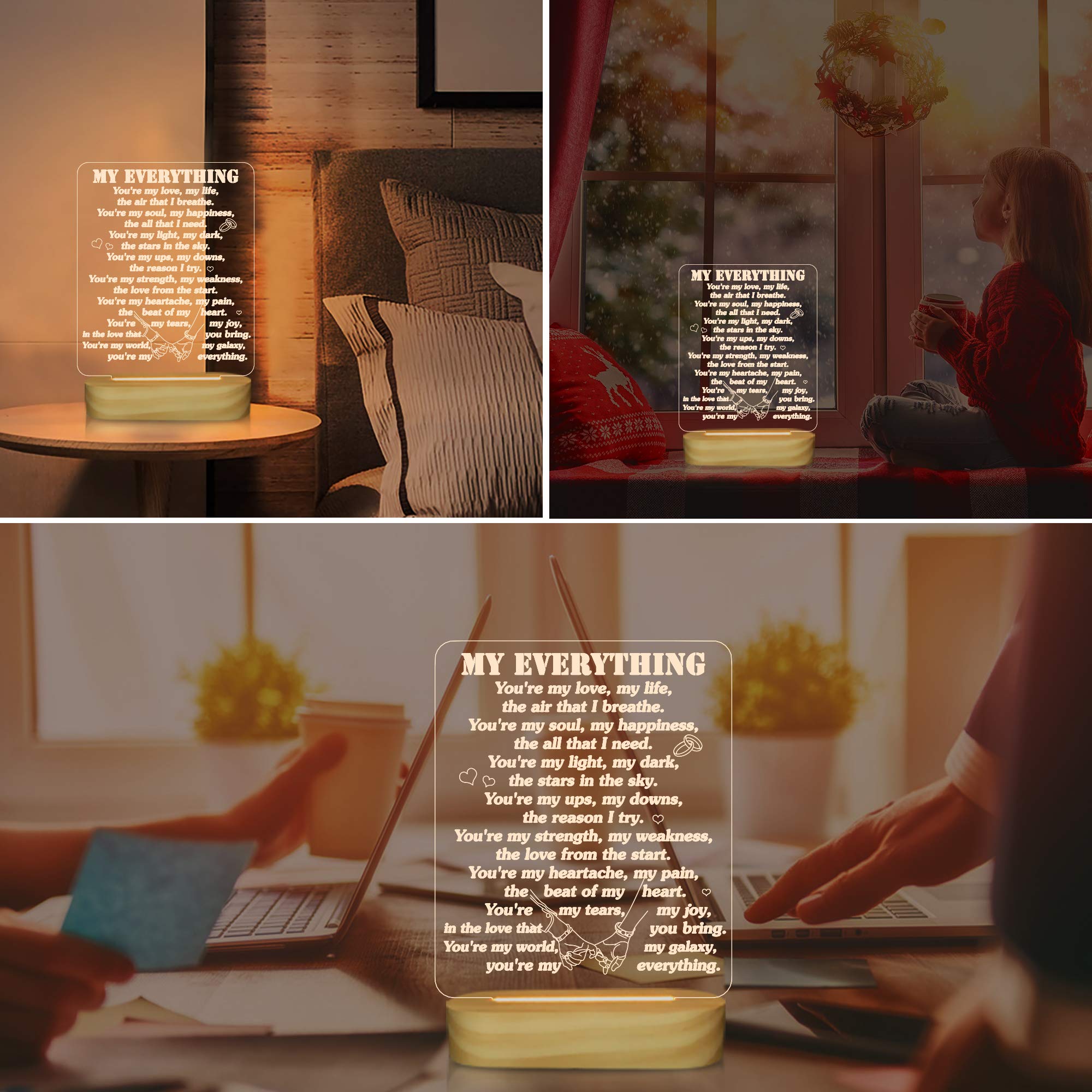Romantic Acrylic Night Light - Valentine's Gift for Wife/Husband | Birthday, Anniversary Present for Couples