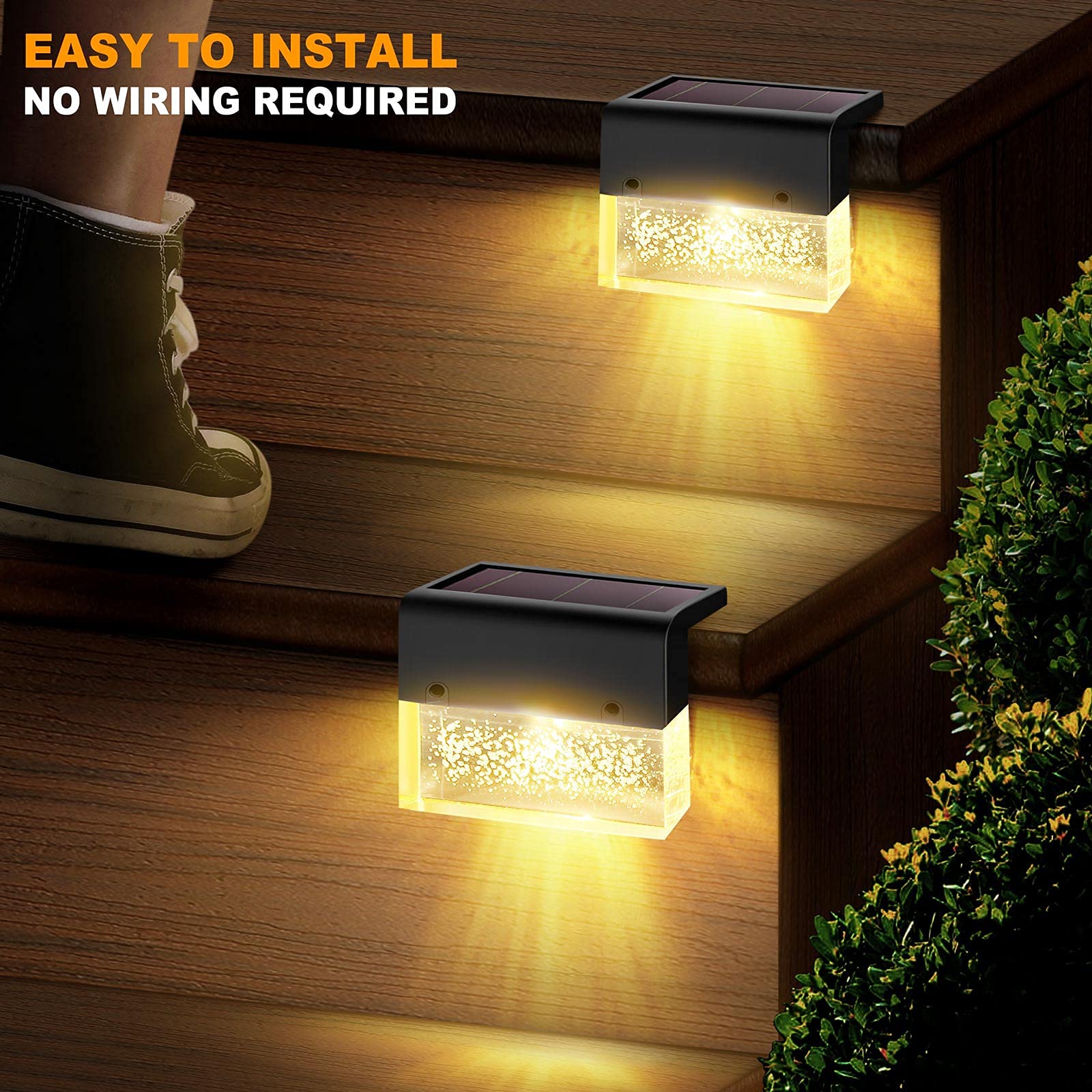 6 Pack Solar Deck Lights & 2 Pack Solar Post Lights - Waterproof Outdoor Lighting for Patio, Garden, Pathway, and Yard Decoration - Perfect for Evening Ambiance and Safety