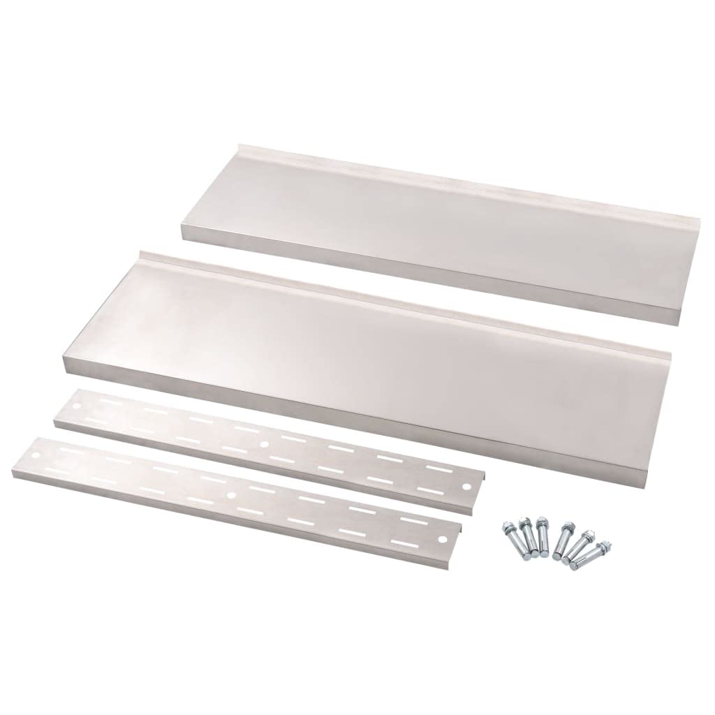 2-Tier Floating Wall Shelf Set - Modern Stainless Steel Shelves (39.4