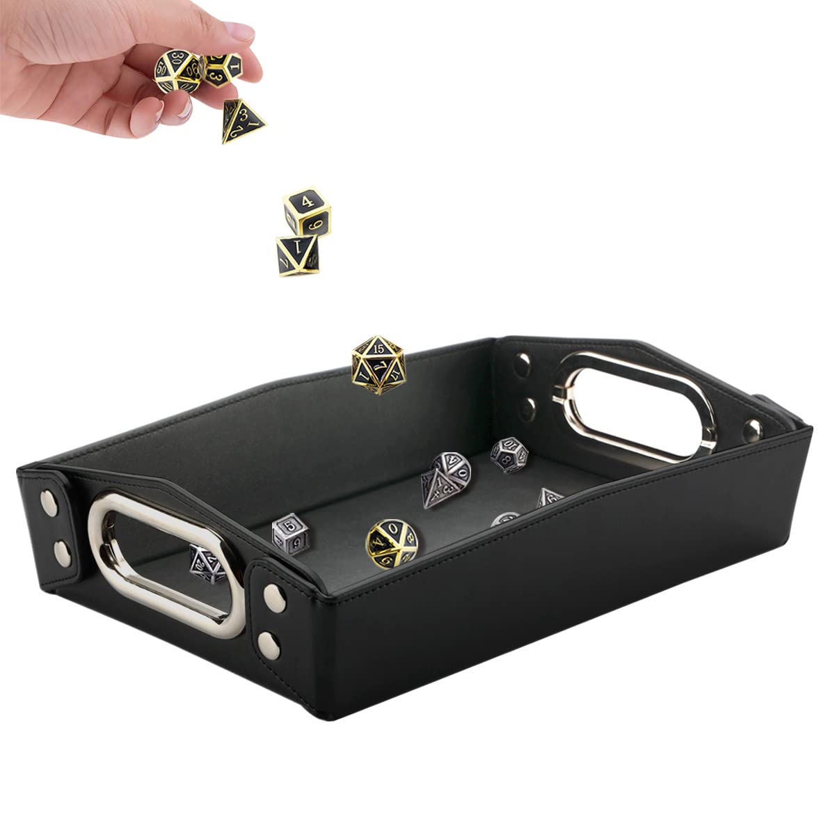 LISRSC Premium PU Leather Valet Tray - Jewelry Organizer, Key Holder & Cologne Tray for Men - Dresser Top & Nightstand Organizer - Perfect for EDC, Perfume Storage & Birthday Gifts (Black) - Ideal for Bedroom, Bathroom & Travel Use