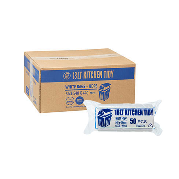 18L White Kitchen Trash Bags - Heavy Duty Bin Liners for Waste Disposal - Perfect for Home, Office & Restaurant Use