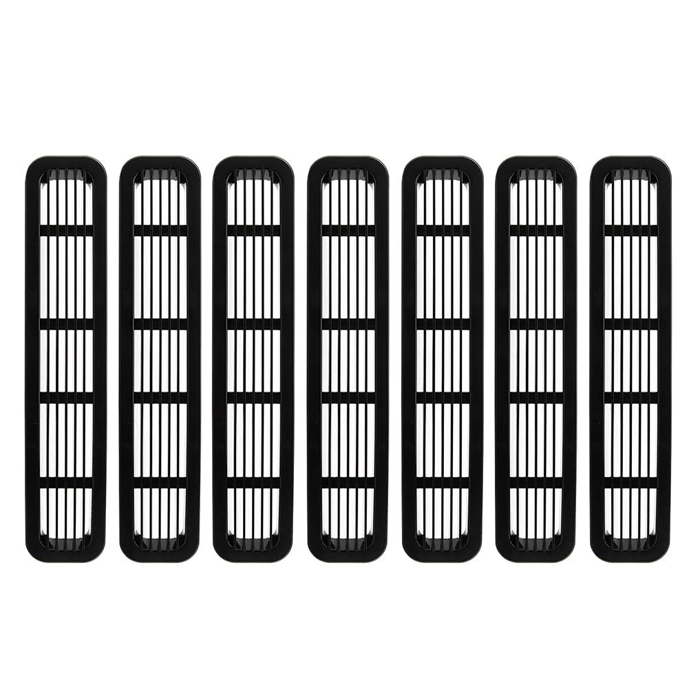 7Pcs Black ABS Honeycomb Grill Mesh Inserts & Front Grille Cover Guard for Jeep TJ 1997-2006 - Durable Off-Road Protection & Enhanced Style for Jeep Wrangler Adventures