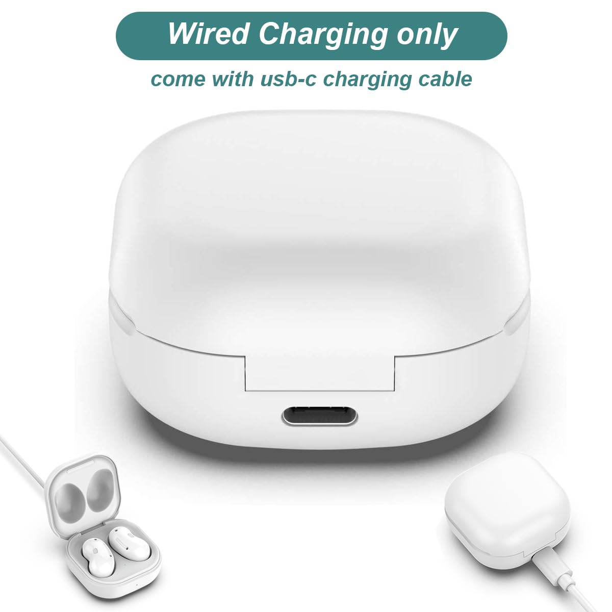 Kissmart Replacement Charging Case for Samsung Galaxy Buds Live - Wired Charger Dock Station Compatible with Galaxy Buds Live Wireless Bluetooth 5.0 Earbuds (White) | Perfect for Travel, Workout & Daily Use
