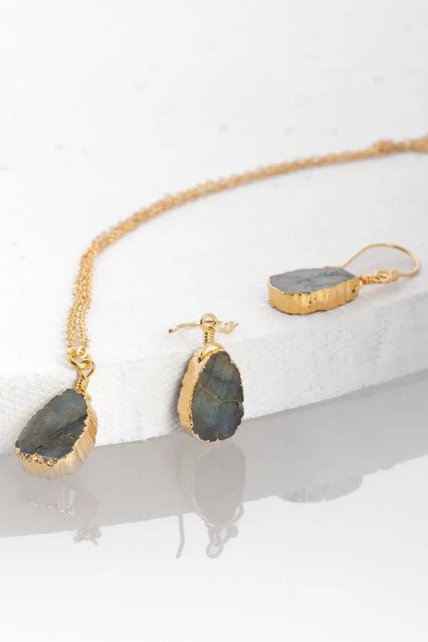 Gemstone Mini Earring and Necklace Set for Women - Elegant Jewelry Gift for Birthday, Anniversary & Valentine's Day - Perfect for Parties, Weddings & Everyday Wear