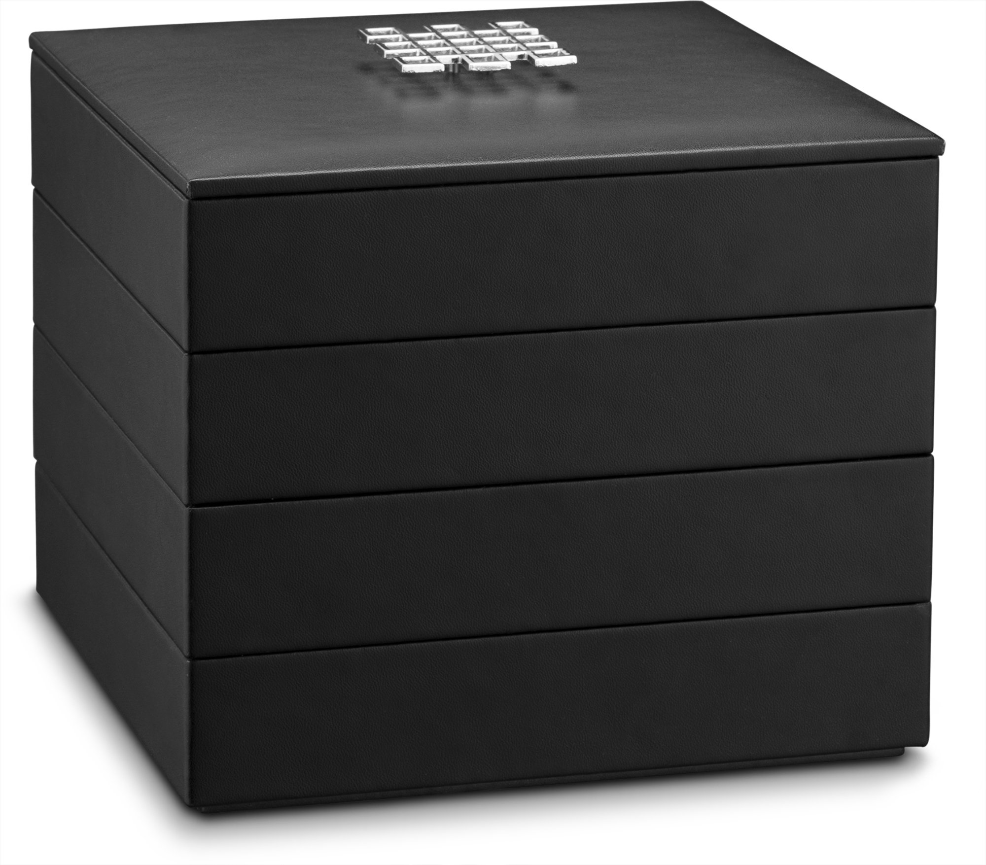 Stackable Jewelry Organizer Tray with Lid - 45 Slot Earring Holder & Necklace Display Case - Large Mirror Dresser Storage for Rings, Earrings (Black) - Perfect for Bedroom Vanity & Travel Jewelry Organization