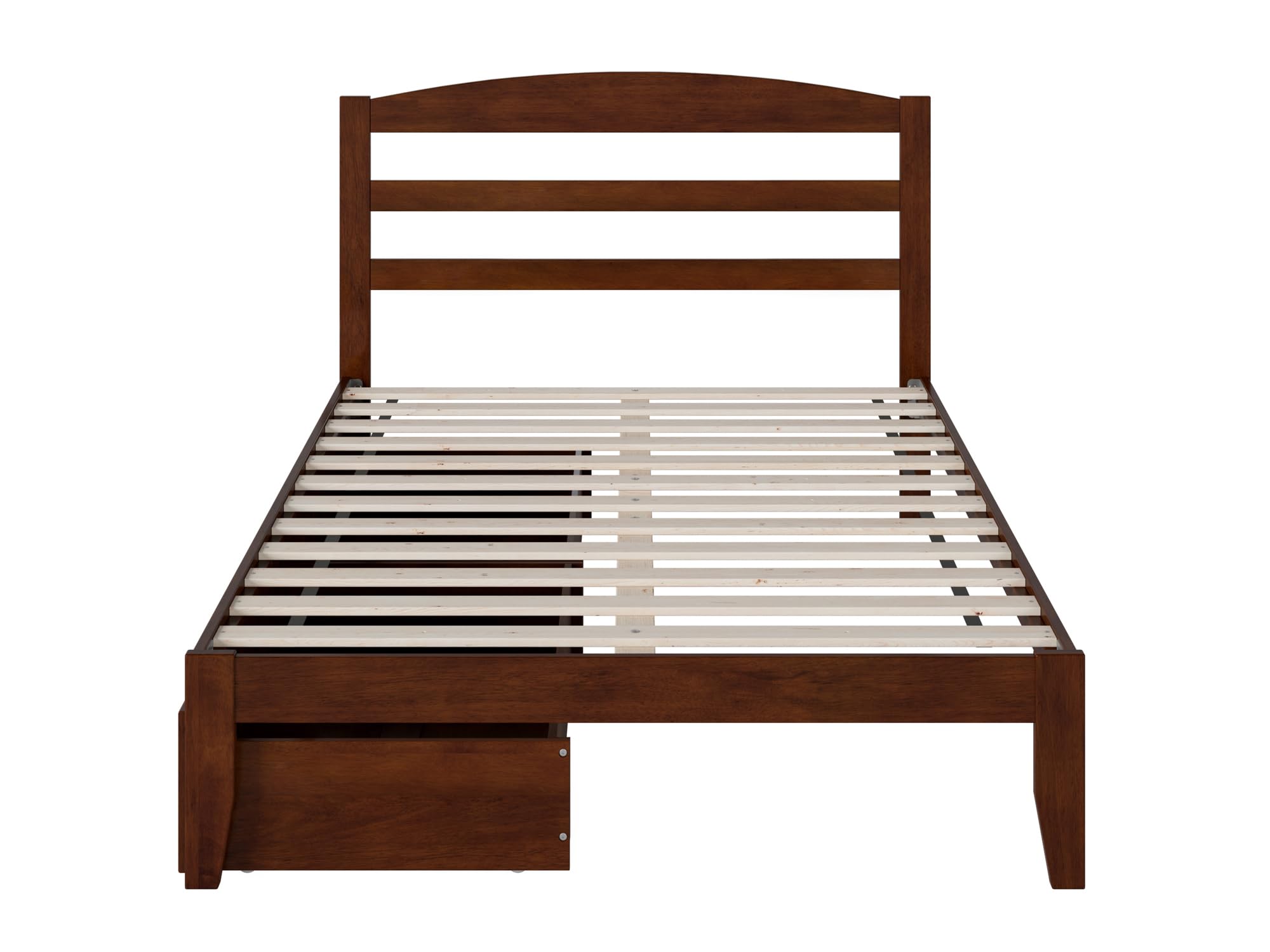 AFI Warren Full Platform Bed with Storage Drawers (Set of 2) and USB Charging Ports, Walnut Finish - Modern Bedroom Furniture for Small Spaces with Underbed Storage and Device Charging